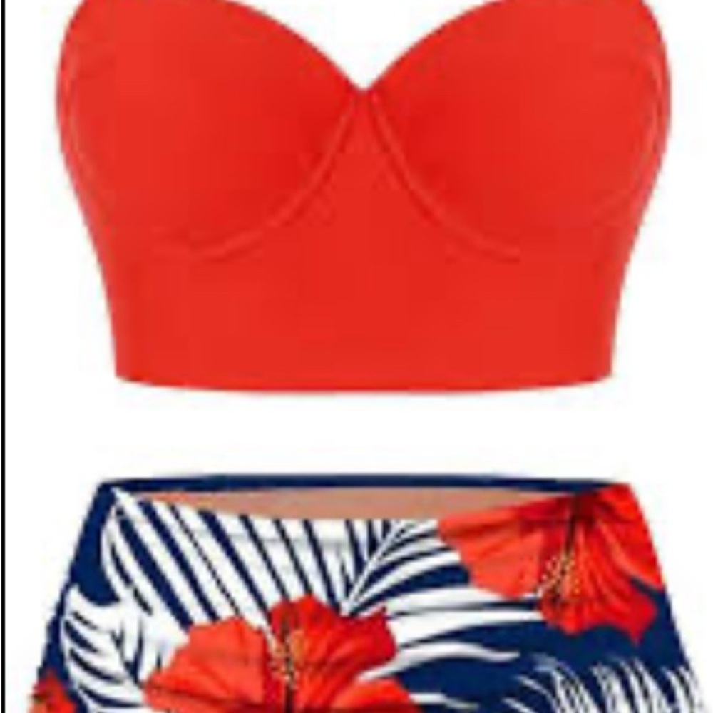 Red Floral Bikini Set